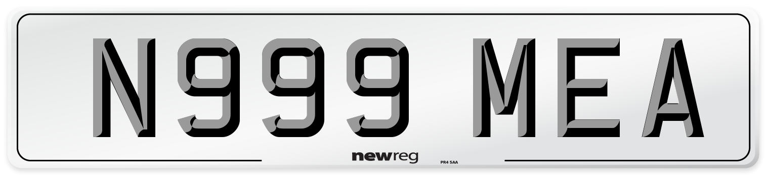 N999 MEA Number Plate from New Reg